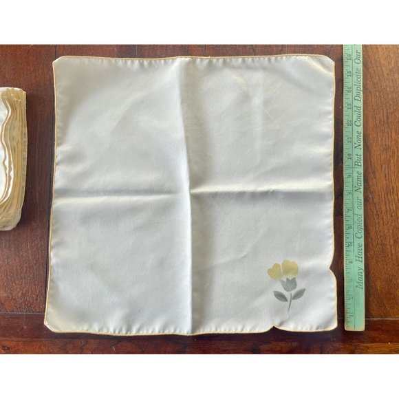 Vintage Napkins with Yellow Floral Stamp and Yellow Border Set of 8 square napki - Picture 9 of 9